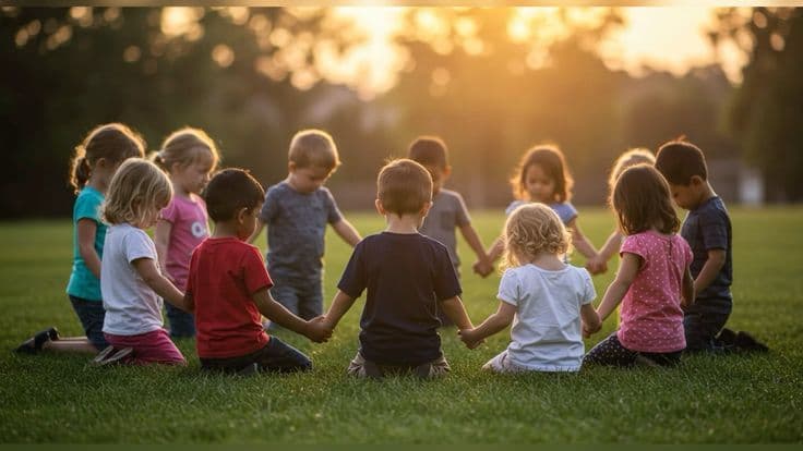 Children participating in group therapy